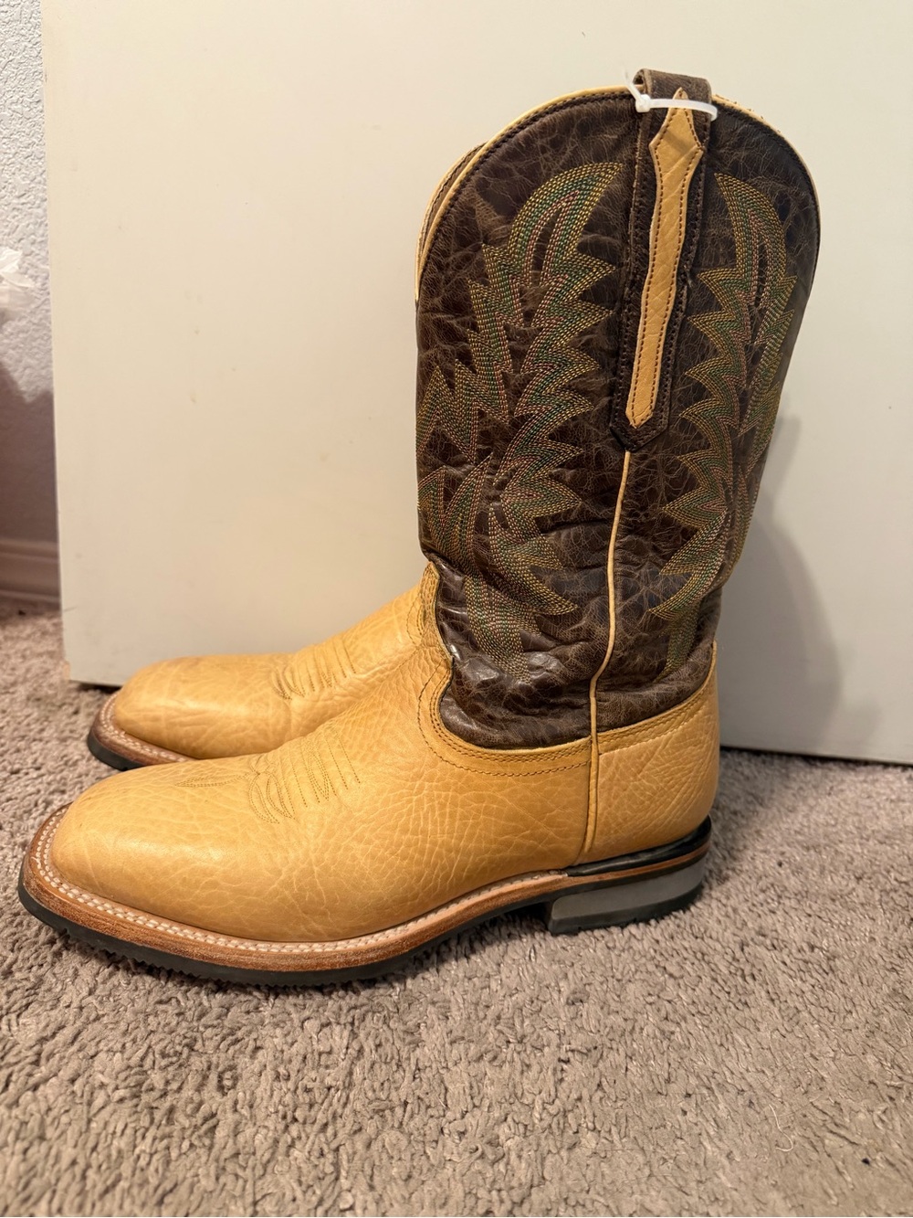 Lucchese Two-Tone Western Boots in Yellow & Brown